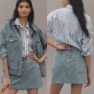 Pilcro For Anthropologie Jacquard Denim Mini Skirt
